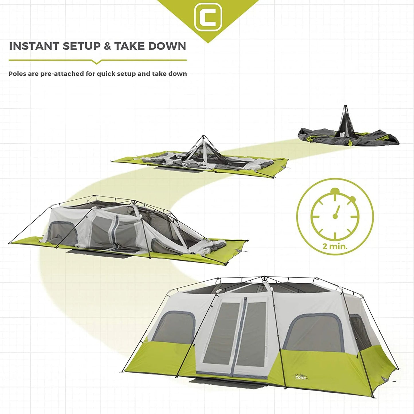 12 Person Instant Cabin Tent 18' x 10'